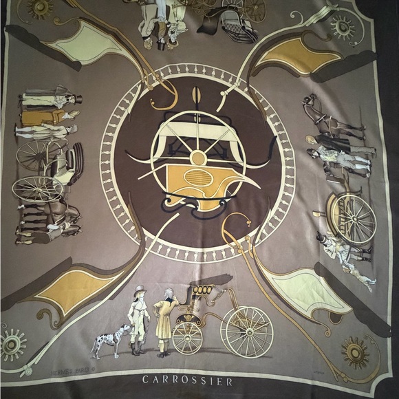 Hermès Carrossier Very Pretty Vintage Silk Scarf.